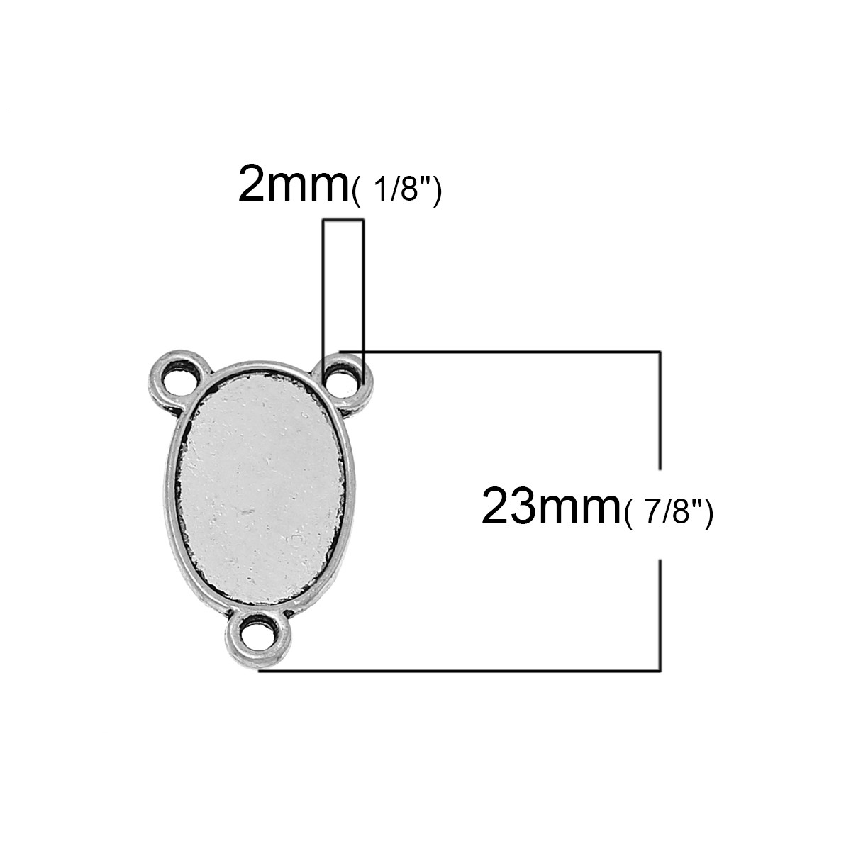 Коннектор Овальный, Цинковый сплав, Цвет: Античное серебро, Основа для Кабошона 17 мм х 12 мм, 23 мм x 15 мм - фото 2 - id-p1262071405