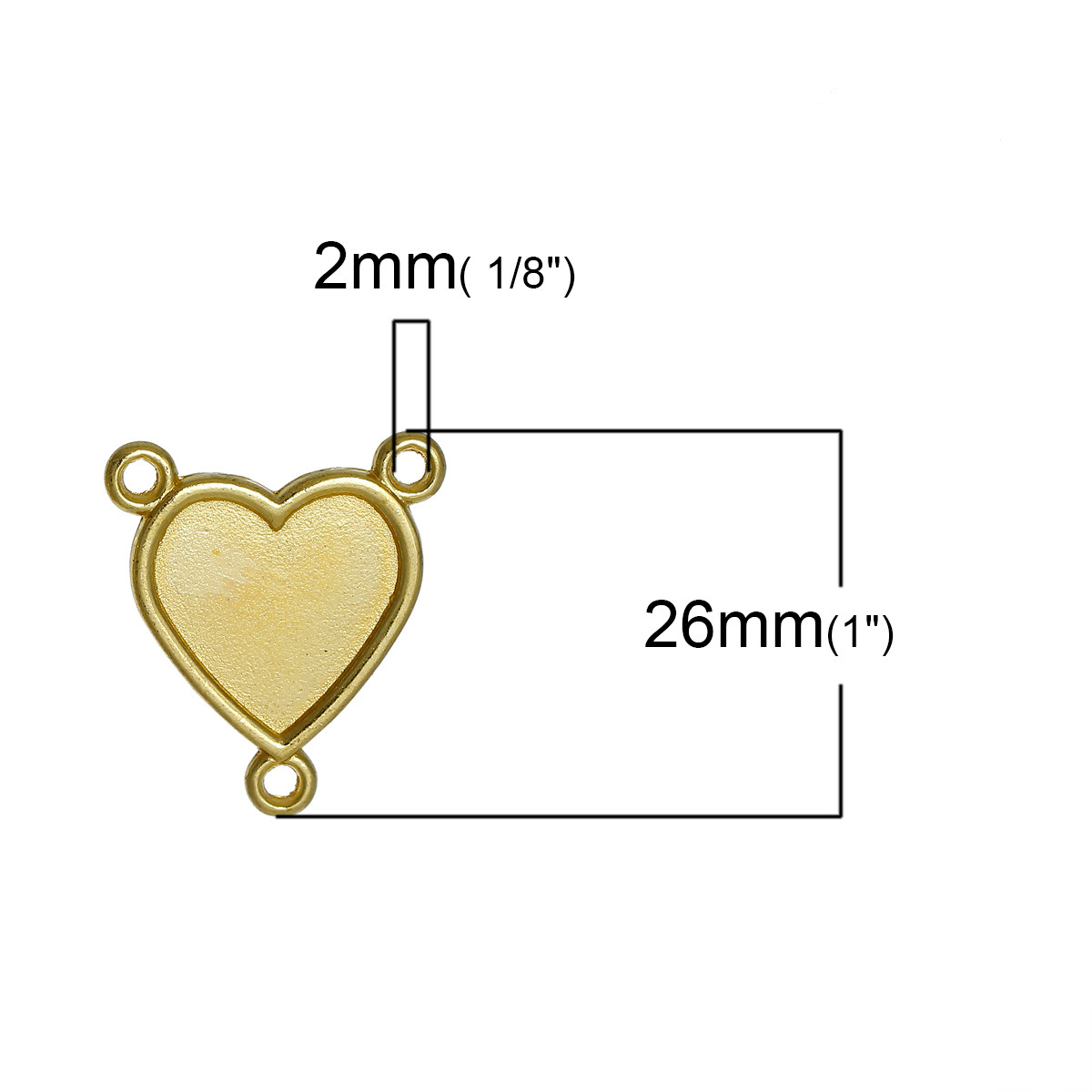 Коннектор Сердце, Цинковый сплав, Цвет: Золото, Основа для Кабошона 16 мм х 14 мм, 26 мм x 23 мм - фото 2 - id-p1262072980