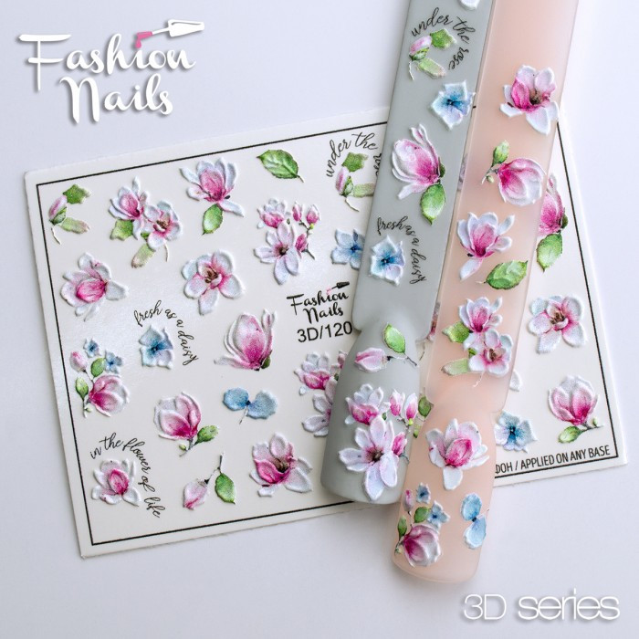 3D наклейки для дизайну нігтів Fashion Nails - Слайдер дизайн 3D Квіточки - Слайдери водні наклейки КВІТИ