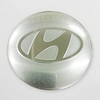 Наклейки Hyundai D56 мм алюминий (Хромированный логотип на серебристом фоне)