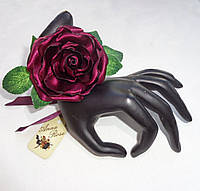 Цветочный браслет на руку ручной работы "Бордовая роза"