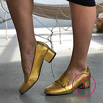 Жіночі лофери золотистого кольору "Style Shoes", фото 5