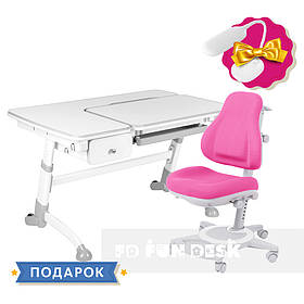 Комплект парта FunDesk Amare Grey з шухлядою + ортопедичне крісло FunDesk Bravo