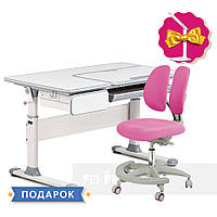 Комплект парта Cubby Toru Grey + подростковое кресло для дома FunDesk Primo Pink