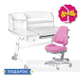 Універсальний комплект для дівчинки👸 парта FunDesk Amare Grey II + ортопедичне крісло FunDesk Bravo Pink