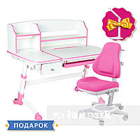Комплект для дівчинки 👧 парта Amare II Pink з шухлядою + крісло FunDesk Bravo Pink