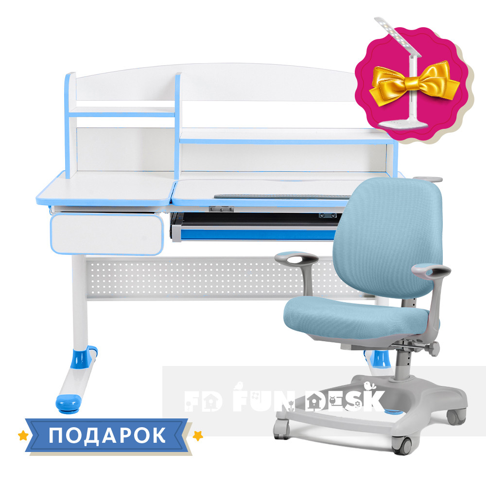 Комплект парта для школярів Cubby Rigu Blue + ортопедичне крісло FunDesk Delizia Blue