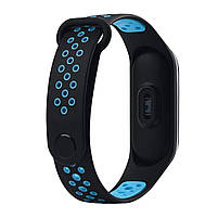 Ремінець для фітнес-браслета Xiaomi Mi Band 3 і 4 Nike Design чорний з синім, фото 3