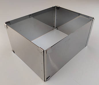 Кондитерська розсувна форма прямокутна 15×20 см | нерж. сталь | висота 10 см | розсувається 28×38 см