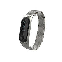 Ремінець для фітнес браслета Xiaomi Mi Band 3 і 4 міланська петля сріблястий, фото 3
