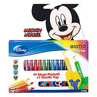 Карандаши цветные Giotto Mickey Mouse 14 цветов+7 ластиков+точилка (8000825411403)