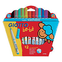 Фломастеры Giotto Bebè Super Fibre Pens детские 12 цветов с толстым стержнем (8000825466717)