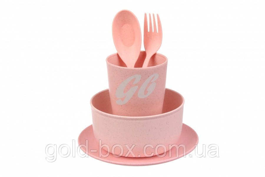 Набор эко посуды розовый - фото 3 - id-p1261353580