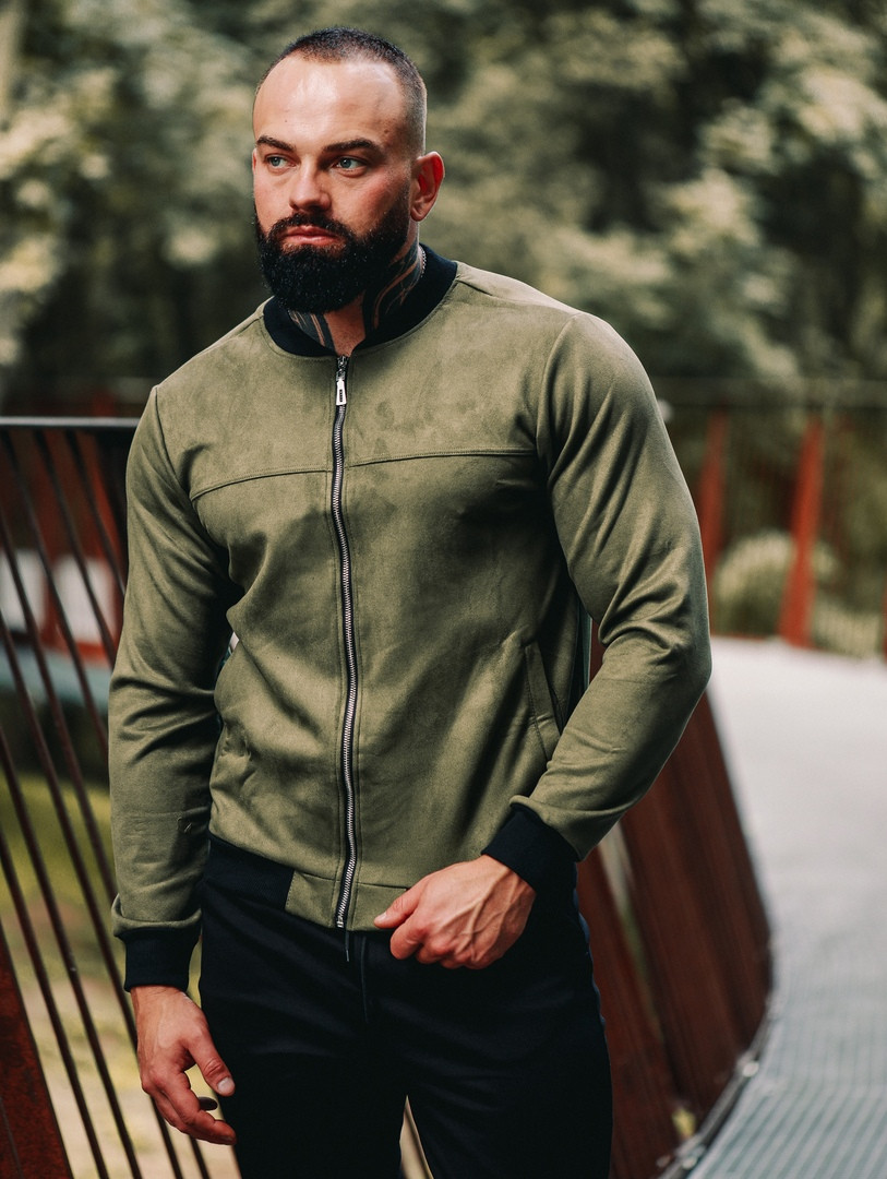 Чоловічий замшевий бомбер на осінь/весну/літо, фото 1