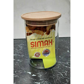 Банка для зберігання 0,8 л з дерев'яною кришкою 96х145 мм SIMAX s5152/LW