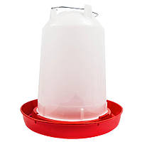 Поилка вакуумная с ручкой для бройлеров, перепелов, уток, цыплят красная 10.5 литра