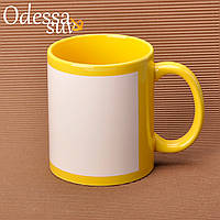 Чашка кольорова для сублімації з полем жовта