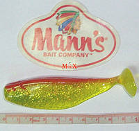 Виброхвост Mann's Ripper M-070 100mm салатовый прозрачный с блестками с красной спиной (BR-MFCH) 2шт./уп