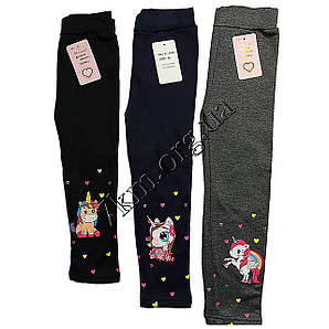 Лосини дитячі для дівчаток трикотажні термо Малюк "Єдиноріжка" 4-8 років Оптом C-1096