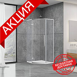 Душова кабіна Dusel DL197H Chrome, 90х90х190, п'ятикутна, профіль хром, скло прозоре