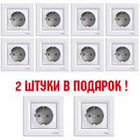 (АКЦИЯ!!! 8+2 шт.) Розетка із заземленням біла 10 шт. за ціною 8 шт Schneider electric Asfora