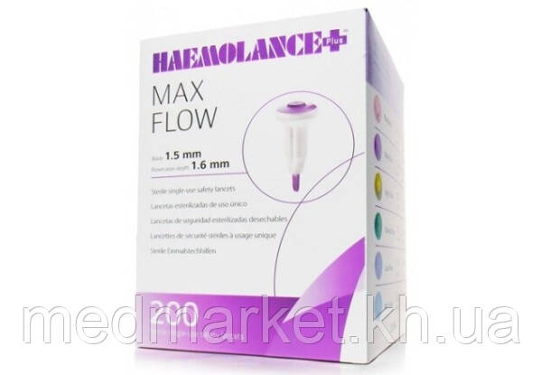 Ланцети автоматичні з круглою кнопкою Haemolance Plus Max Flow 200 шт.