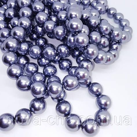 Бусини керамічні діаметр 12 мм на волосіні 70 намистин графітовий, фото 1