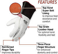 ШКІРЯНІ РУКАВИЦІ ДЛЯ TIG ЗВАРЮВАННЯ LINCOLN ELECTRIC, фото 2