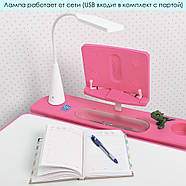 Регульована парта зі стільчиком BAMBI M 4428-8 рожевий з ящиком і підставкою для книг, фото 8