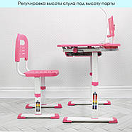 Регульована парта зі стільчиком BAMBI M 4428-8 рожевий з ящиком і підставкою для книг, фото 2