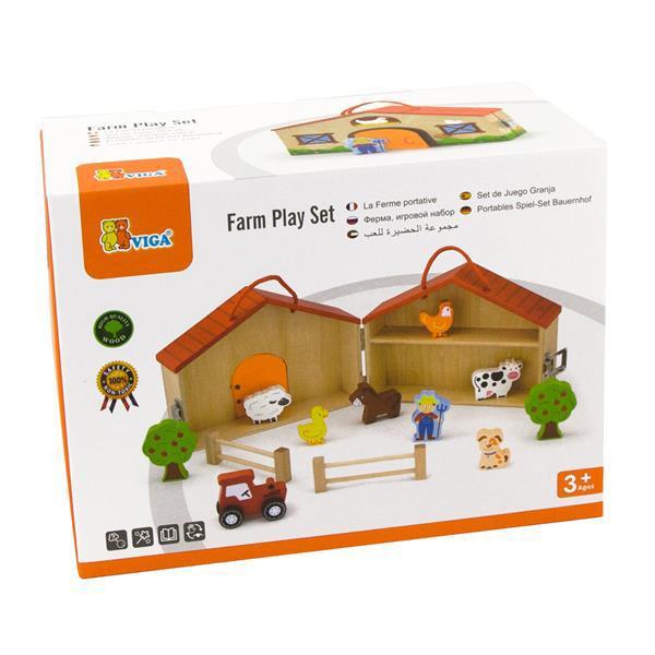 Детский деревянный игровой набор Viga Toys домик-ферма с фигурками - фото 2 - id-p1188260159