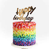 Топер фігурка на торт дзеркальний двосторонній Manific Decor "Happy birthday" на День Народження, фото 4