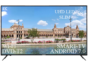 Сучасний Телевізор Liberton 58" Smart-TV/DVB-T2/USB Android 7.0 4К/UHD