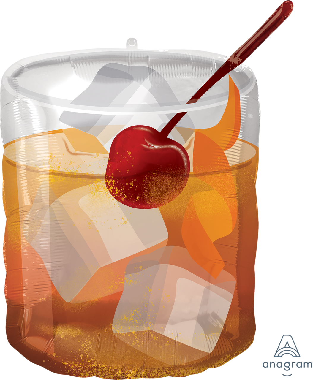 A 23" Happy Hour Old Fashioned. Фольгована куля фігура Келих із віскі Щасливий годинник, фото 1