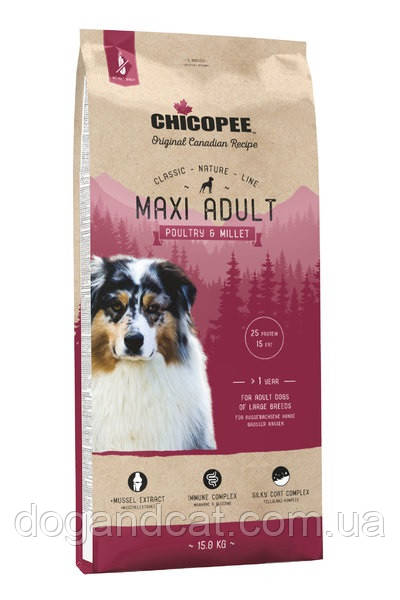 Chicopee (Чикопи) CNL Maxi Adult Poultry & Millet для взрослых собак крупных пород 15 кг - фото 1 - id-p1262378473