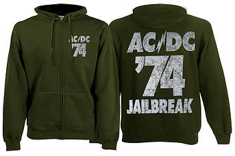 Толстовка на змійці AC/DC Jailbreak оливкова, фото 1
