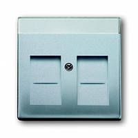 Лицьова Панель 2-ва RJ-45 з шторками сріблясто-алюмінієвий ABB Busch Jaeger future linear (1800-83)