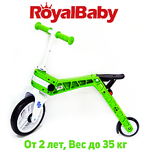 Біговел самокат дитячий трансформер двоколісний 2 в 1 Real Baby Green зелений від 2-х років вага 35 кг
