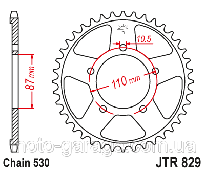 Зірка задня JT Sprockets JTR829.45 SUZUKI GSX 750F (99-06), GSX 600F '92-'97, фото 1