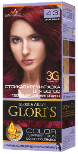 Крем-фарба для волосся Glori's 4.3 Дика вишня (2 застосування)