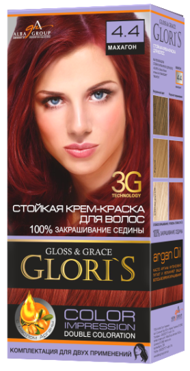 Крем-фарба для волосся Glori's 4.4 Махагон (2 застосування)