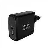 Мережевий зарядний пристрій WIWU PD-005PT PD+QC 60W Power Turbo Black (Type C + USB), фото 3