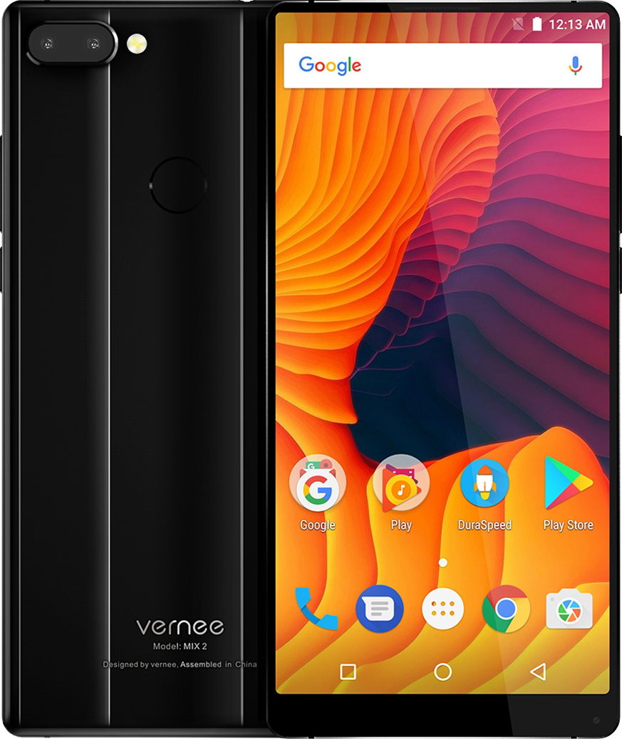 Vernee Mix 2 4/64 Black, 4200 мА·год, 4G, 8 ядер, 13+5 Мп, Безрамковий дисплей 6.0", Vernee M2