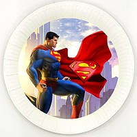 Тарелки "Супермен"(супергерои) бумажные 18см (Поштучно) малотиражные тарелочки -