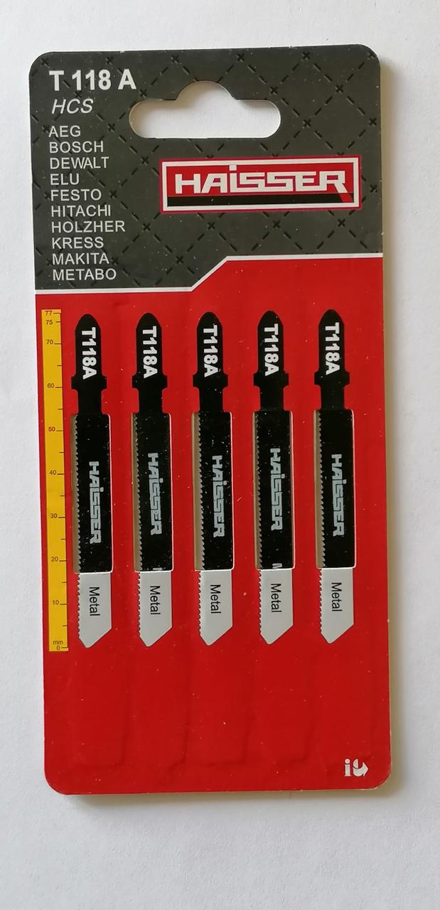 Пилка для електролобзика, пилочное полотно Haisser, T118A, 75 мм, метал, прямий різ 16570 (6111715)