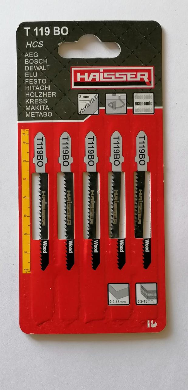 Пилка для електролобзика, пилочное полотно Haisser, T119BO, 75 мм, дерево, криволінійний поріз 16572 (6111720)