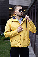 Повседневная мужская куртка River осенняя из водоотталкивающей плащевки ярко желтого цвета