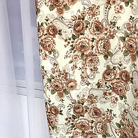 Штори атласні з кавовими квітами в стилі прованс ALBO 150×270 см, комплект 2 шт. (SH-631-3), фото 3
