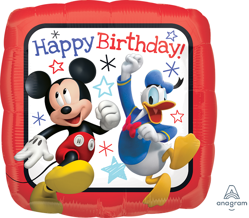 A 18" Mickey & The Roadsters B'day. Фольгована куля з Мікі Маусом і Дональдом