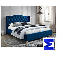 Ліжко Aspen Velvet 160x200 Signal Темно синій / Дуб
